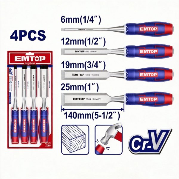 Juego de 4 cinceles para madera, 4 piezas
