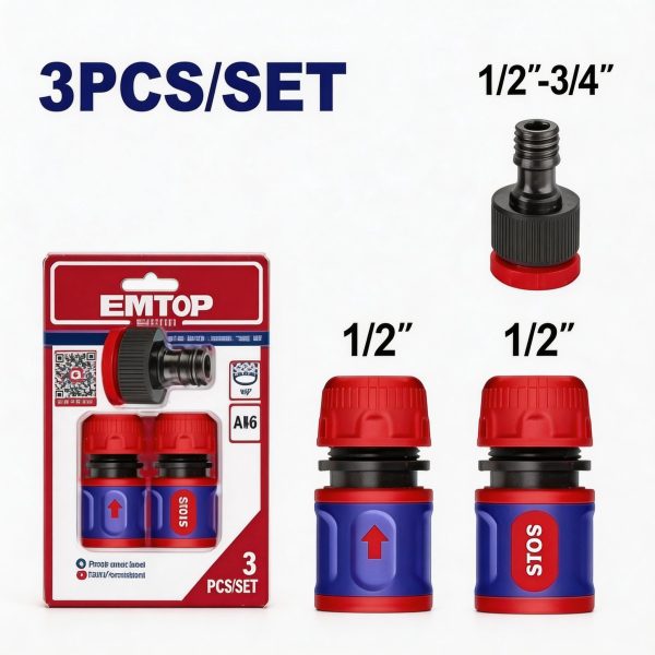 Juego de conectores para manguera 3 piezas 1/2" - 3/4"
