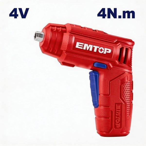 Juego de atornillador inalámbrico EMTOP 4V con accesorios
