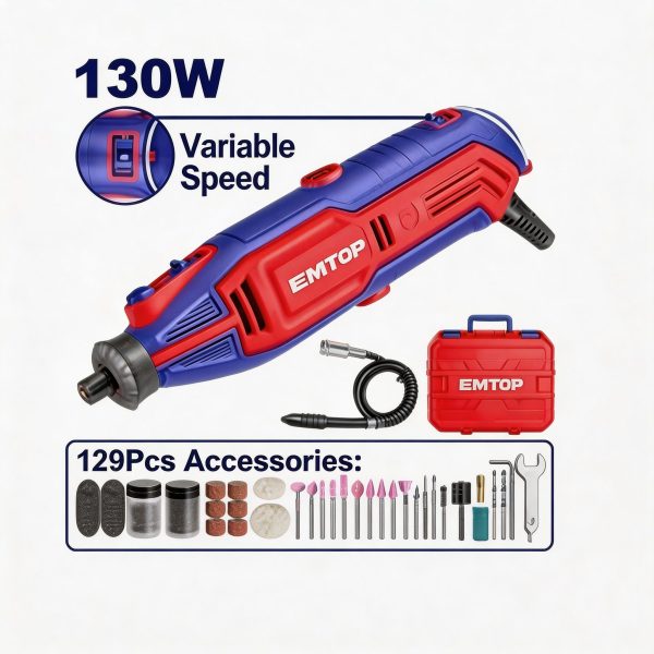 Mini rectificador EMTOP 130W con 129 accesorios