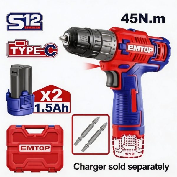 Taladro inalámbrico 12V de 45 N.m