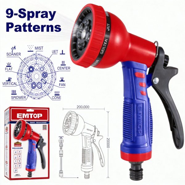 Boquilla de gatillo de plástico, 9 funciones