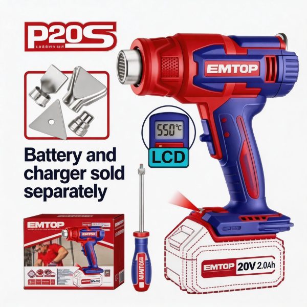 Pistola de calor inalámbrica con pantalla LCD