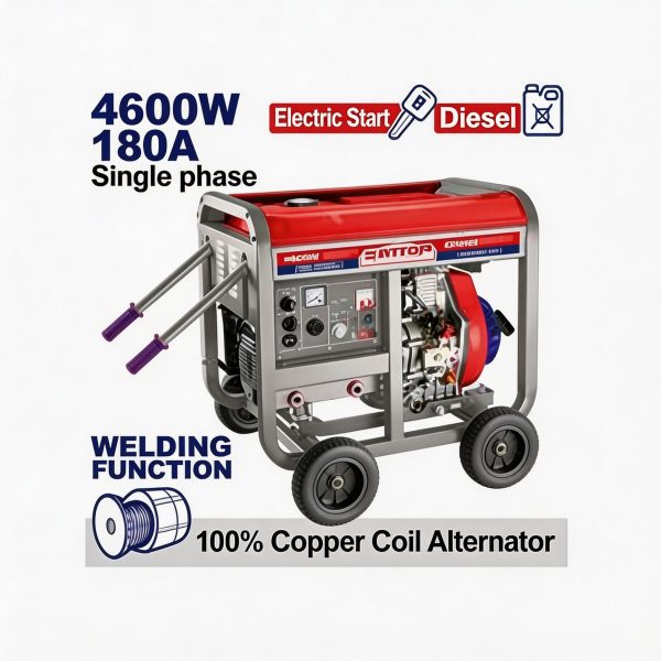 Generador diésel EMTOP con función de soldadura 4600W 180A