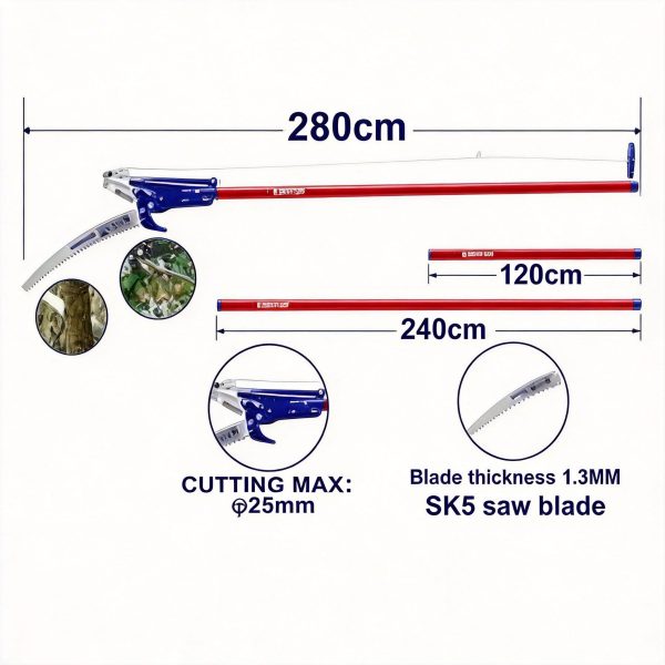 Sierra de poda extensible 2.8 m