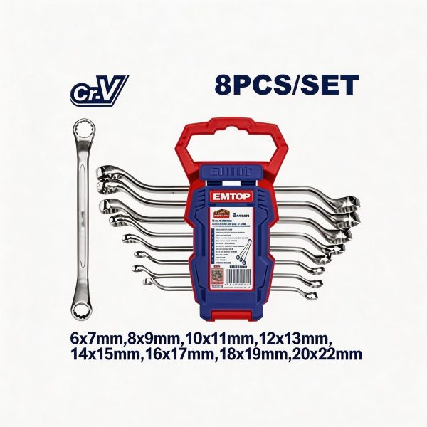 Juego de llaves mixtas acodadas EMTOP 8 piezas