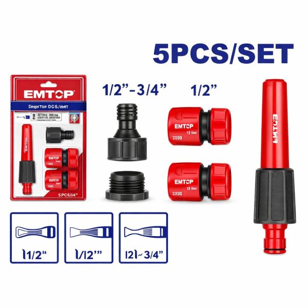 Juego de boquillas giratorias para manguera 5 piezas
