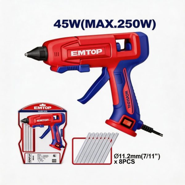 Pistola de silicón EMTOP 45W