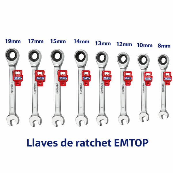 Llaves de ratchet EMTOP 8 mm - 19 mm