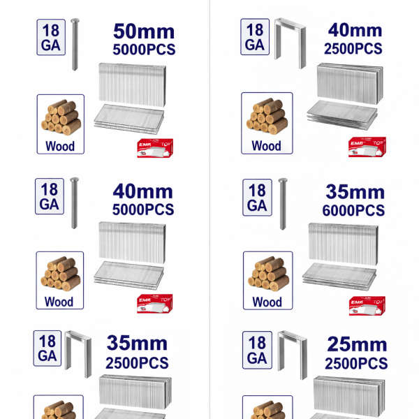 Clavos brad y grapas crown EMTOP 18GA para madera