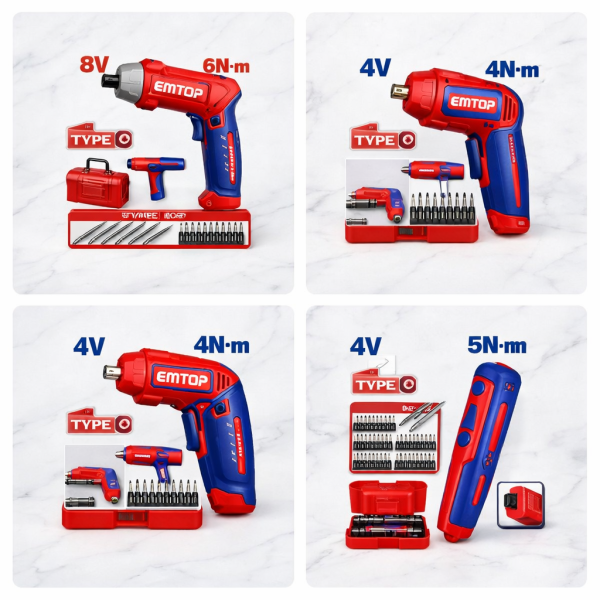 Destornilladores inalámbricos EMTOP con accesorios