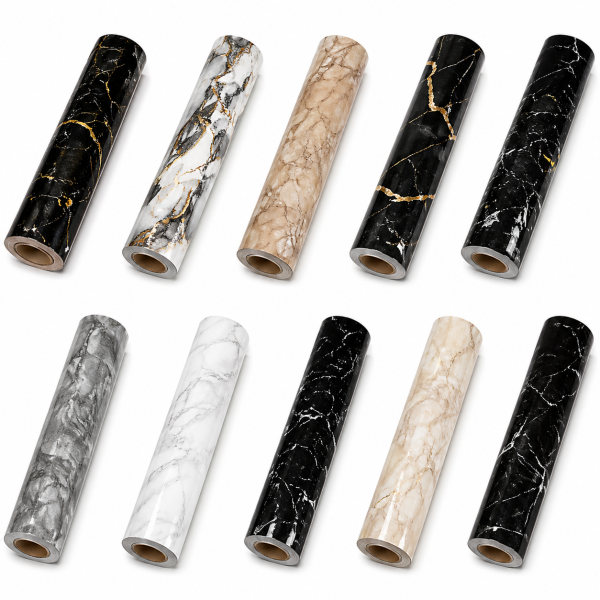 Rollos de PVC Autoadhesivos para Pared 60 y 120 x 300 cm – Diseños Mármol y Vetas Doradas