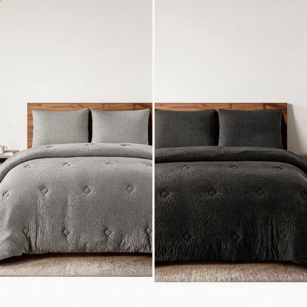 Edredones 2 y 3 piezas colores Carbón y Gris Claro con fundas