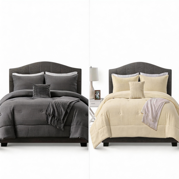 Edredones 2 y 3 piezas colores Beige y Gris con fundas