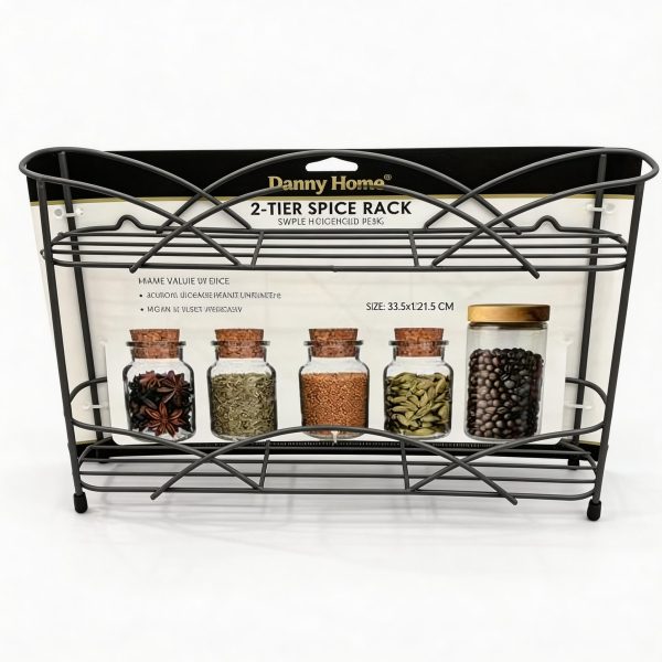 Especiero metálico de 2 niveles para cocina