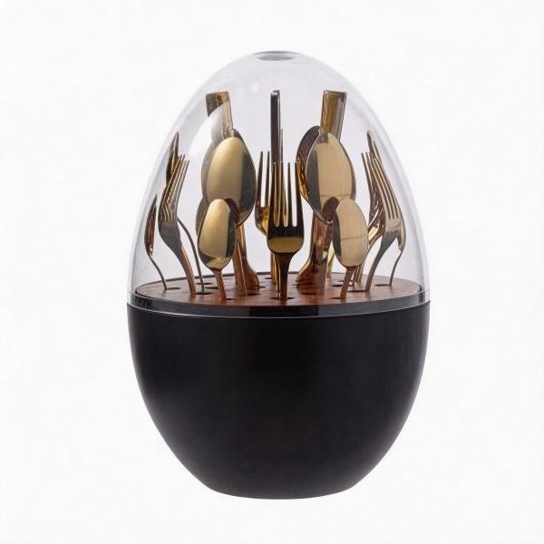 Set de cubiertos 24 piezas color dorado elegante para mesa