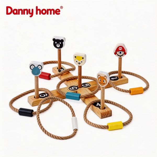 Juego de lanzamiento de aros con animales