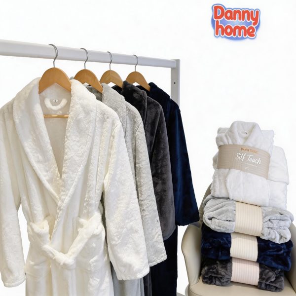 Batas de baño S-M-L flannel suaves y absorbentes