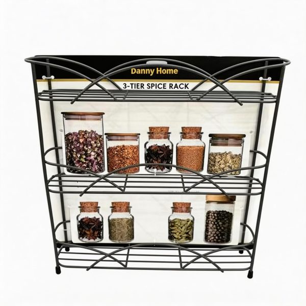 Especiero metálico de 3 niveles para cocina