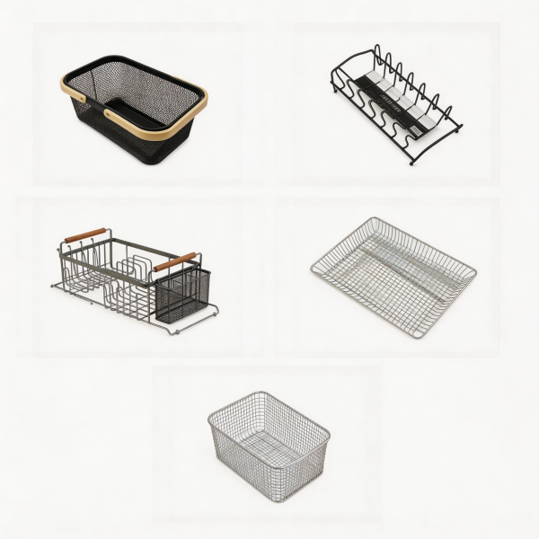 Canastas y organizadores metálicos para cocina y almacenamiento