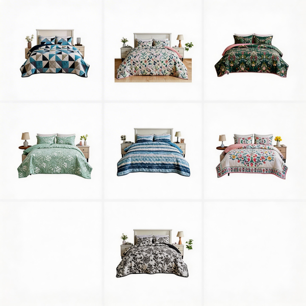 Edredones quilt 3 piezas con fundas para cama 220x220 cm