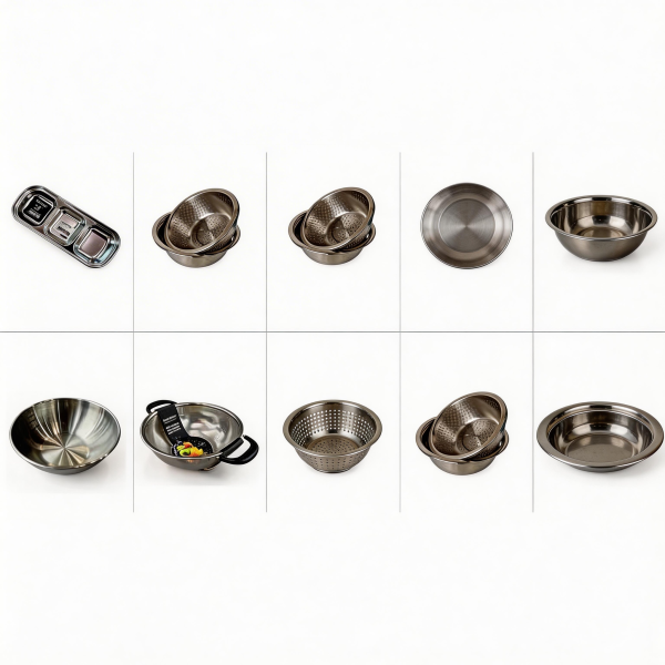 Utensilios de cocina en acero inoxidable y accesorios