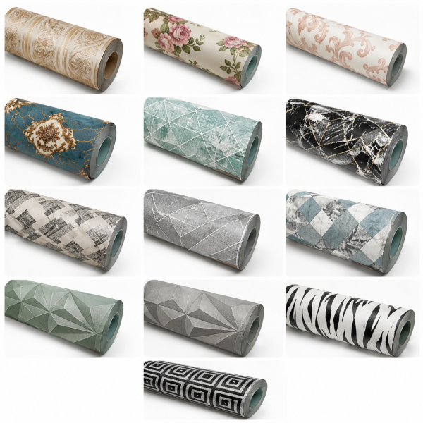 Rollos de Papel Tapiz de PVC para Pared 0.53 x 9.5 m – Diseños Decorativos Modernos