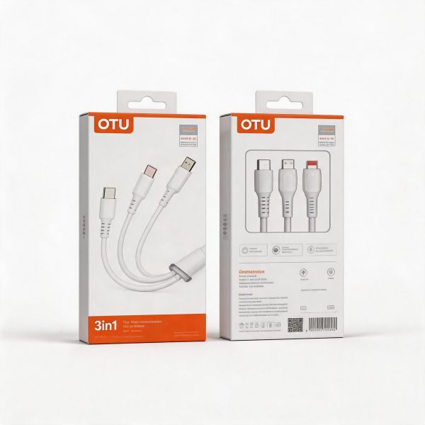 Cable 3 en 1 Blanco 3A 1.2 m