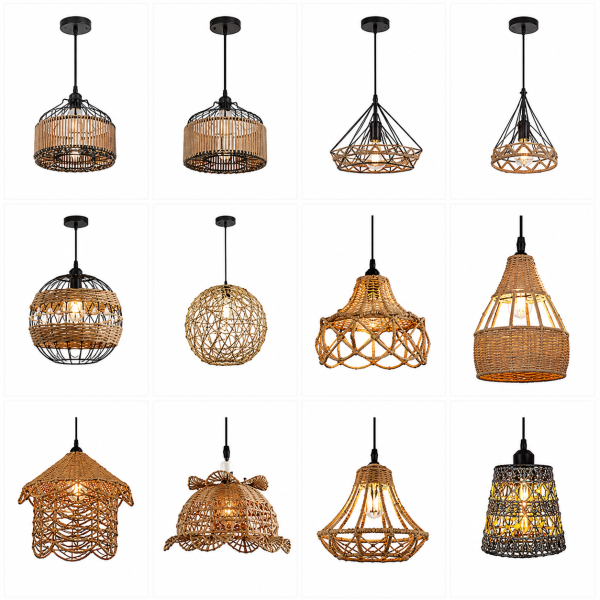 Lámparas Colgantes Rústicas de Fibra y Soga – Diseños Naturales Decorativos