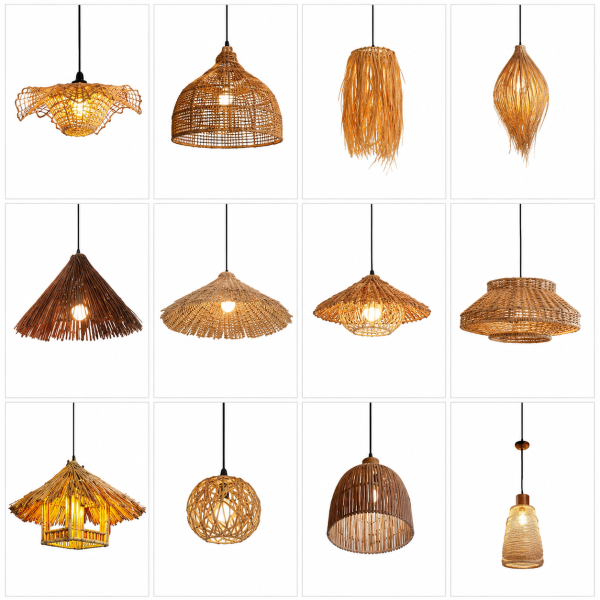 Lámparas Colgantes de Fibra Natural y Decorativas – Diseños Artesanales Sin Bombilla