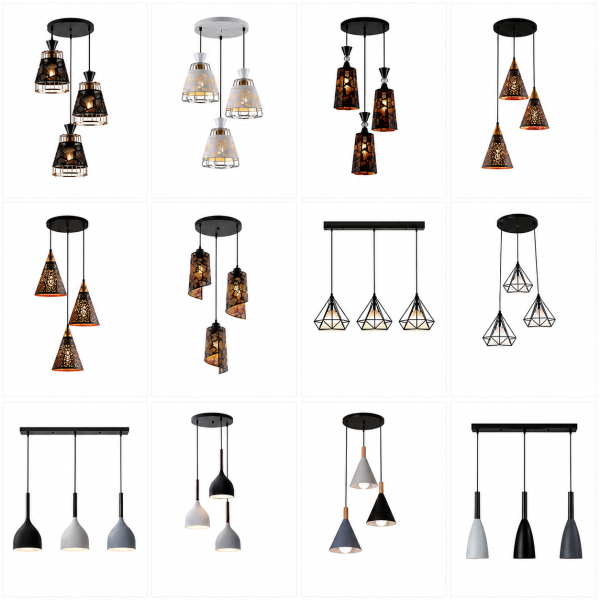 Lámparas Colgantes de 3 Copas Modernas – Diseños Decorativos para Techo