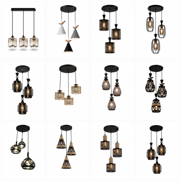 Lámparas Colgantes de 3 Copas E27 – Diseños Modernos y Decorativos