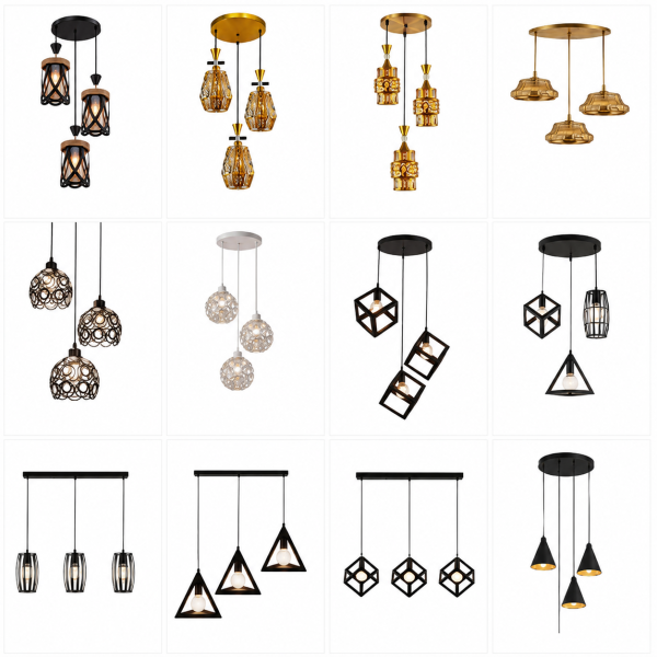 Lámparas Colgantes de 3 Copas y LED Decorativas – Diseños Modernos para Interior